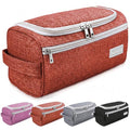 Pantheon Men's Toiletry Bag - Travel Toiletry Bag Wash Bag Hanging Dopp Kit Shaving Kit for Bathroom Shower - Mens Travel Bag Hanging Toiletry Organizer Toiletry Kit for Traveling (Brick Red) | Hanging hook, water-resistant lining, zip & mesh pockets; men