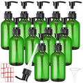 Tanlade 12 Pcs Glass Pump Bottle Dispenser 4 oz Travel Bottles with Pump Refillable Glass Containers for Toiletries Lotion Liquid Soap Shampoo Essential Oils Cosmetic Travel Accessories(Green) - color: Green