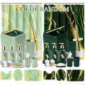 21PCS Bathroom Sets with Shower Curtain and Rugs Bathroom Accessories Set Dark Green Bathroom Set Complete with Trash Can, Toilet Brush, Qtip Holder & 3PCS Soap Dispenser - size: Bath Set+Marble Shower Curtain+Rugs, style: Dark Green