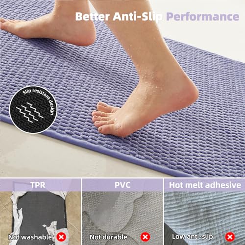 TYUU Small Bathroom Rugs, Non Slip Washable Bath Rugs Super Absorbent Bathroom Rug Thin Quick Dry Low Pile Bath Mats, Lavender 12"x12" - color: Lavender, size: 1' X 1' (Rectangular)