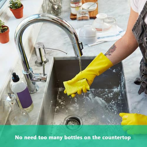 Soap Dispenser for Kitchen Sink, Built in Sink Soap Dispenser (Brushed Nickel), Countertop Soap Dispenser Pump with 47" Extension Tube kit, No Need to Fill Little Bottle Again (Longer Thread Shaft) - color: Brushed Nickel