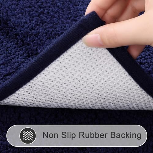 SHACOS Microfiber Bathroom Rugs Set of 3 with Toilet Lid Cover | Non Slip Washable Bath Mat Absorbent Bathroom Carpet 16"x24"+U Shape Toilet Rug 20"x24"+Toilet Lid Cover 19"x21", Navy Blue - color: Navy Blue, size: 16"x24"+U-Shape 20"x24"+Lid Cover 19"x21
