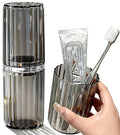 2-in-1 Toothbrush Travel Case with Rinse Cup - color: Clear Grey