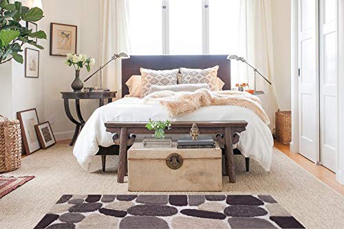 THE BEER VALLEY Pebble Bath Runner Rug 2x5 Feet - Beige Brown | Non Slip Cotton Runners for Bathroom, Washable Absorbent Long Bath Floor Rugs - color: Beige/Brown, size: 24 x 60 inches