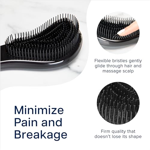 Crave Naturals Glide Thru Detangling Brush, Detangler Brush for Curly, Straight, Wet and Dry Hair Comb for Adults and Kids, Hair Accessories for Women, Black (Pack of 2) - color: Black, size: 2 Pack (Regular)