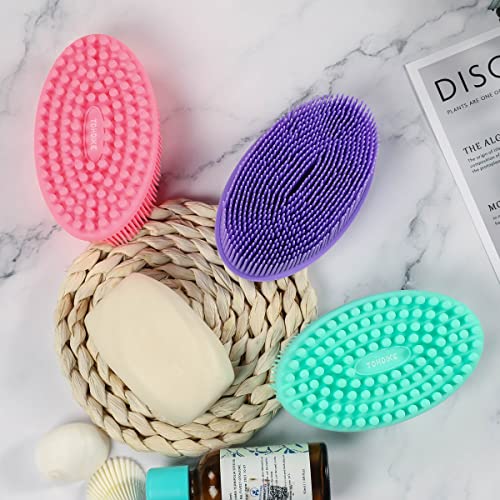 Silicone Body Scrubber Loofah - Set of 3 Soft Exfoliating Body Bath Shower Scrubber Loofah Brush for Sensitive Kids Women Men All Kinds of Skin(Purple/Green/Pink) - size: Colors: Purple, Green, Pink