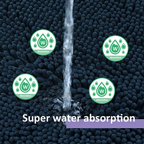 RUN HELIX Bath Rug Set 4 Piece - Non Slip Bath Mats, Soft Shaggy Absorbent Bathroom Mat Set with U-Shaped Toilet Mat, Black - color: Black, size: 1'8" x 2'8" (Square + oval + U-shape)