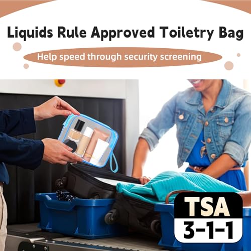 Icramsy Clear Makeup Bag,2 Pack TSA Approved Toiletry Bag Travel Toiletry Bag Hanging Makeup Cosmetic bag for Women Men (Blue) - color: Blue
