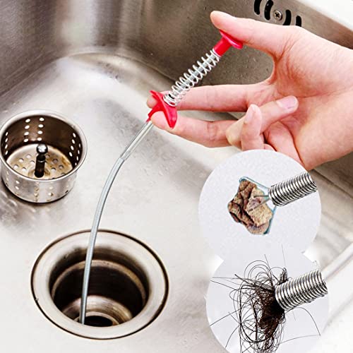 Snake Drain Hair Clog Remover Tool,34 Inch Stainless Steel Claw and 3 Pack 19. 7 Inch Plastic Sink Unclogger Tool, Sink Drain Cleaner for Kitchen, Tub Toilet (3+1) - style: Green 3pcs Sink Snake+Steel Claw