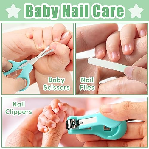 Qunlions life Baby Grooming Kit for Boys Girls Safety Newborn Nursery Essentials Grooming Set Gift for First-time Parents, Green 18 in 1 - style: Green 18 in 1