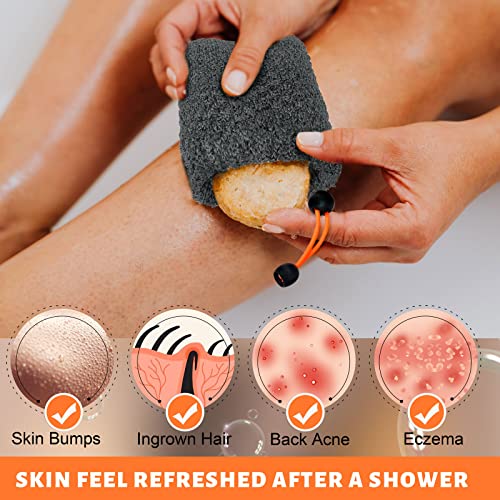 MIG4U Exfoliating Soap Bag for Shower 2 Pieces - Bar Soap Saver Pouch, Bamboo Body Scrubber Exfoliator Pocket in Travel Bathing, Grey, Double Layer - style: 2 Exfoliation Levels - Grey