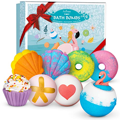 Aofmee Bath Bombs - 8 Bath Bombs for Women & Kids, Natural Spa Fizzy Bathbombs, Skin Moisturize Bubble Bath, Valentines Mothers Day Birthday Christmas for Women Her Girlfriend Mom Bridesmaid