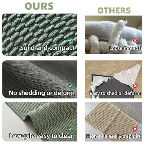 TYUU Small Bathroom Rugs Non Slip Washable Bath Rugs Super Absorbent Bathroom Rug Thin Quick Dry Low Pile Bath Mats, Sage Green 12"x12" - color: Sage Green, size: 1' X 1' (Rectangular)