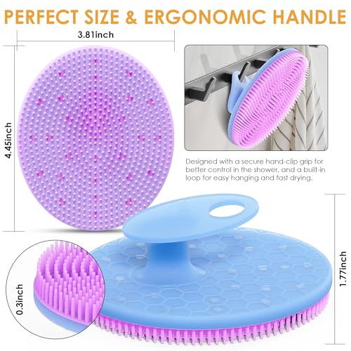INNERNEED Magnetic Silicone Body Scrubber, Hygienic Shower Brush, Purple | Gentle Exfoliating & Deep Cleansing Body Brush for Daily Shower, Skin Vitality - color: Purple