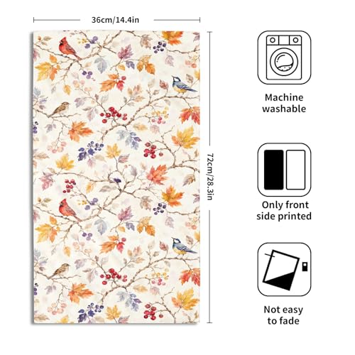 Fall Maple Leaf Hand Towels for Bathroom 14.4x28.3 Inch Set of 2 | Autumn，Thanksgiving，Polyester Cotton，Breathable，for Holiday Bathroom Kitchen Hotel Gym Spa Decor - color: Fall Orange