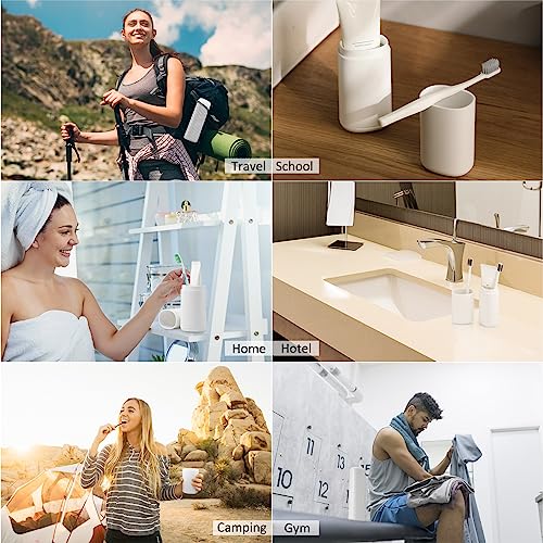 BALUCA Travel Toothbrush Case, Portable Tooth Brush Holder and Toothpaste Cover Container with Mouthwash Cup, Compact Oral Clean Tools Organizer for Traveling/Camping/School/Home - Large Capacity - color: White, size: Large