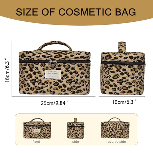 Gosect 1pc Large Makeup Bag, Cute Cosmetic Bag for Women Girls, Floral Coquette Aesthetic Toiletry Bag, Travel Make Up Organizer Bag (Leopard Print) - color: 022Leopard Print