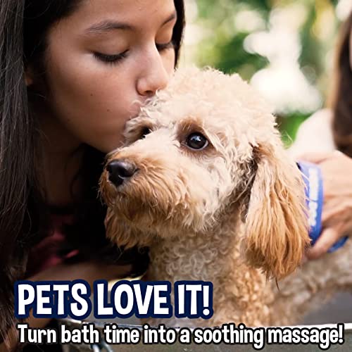 Bodhi Dog Stainless Steel Comb & Shampoo Brush - Removes Shedding, Mats & Tangles - Premium Brush for Shower, Showerhead, Sprayer & Bathing (Blue) - color: Blue, size: 1 Pack + Stainless Steel Comb