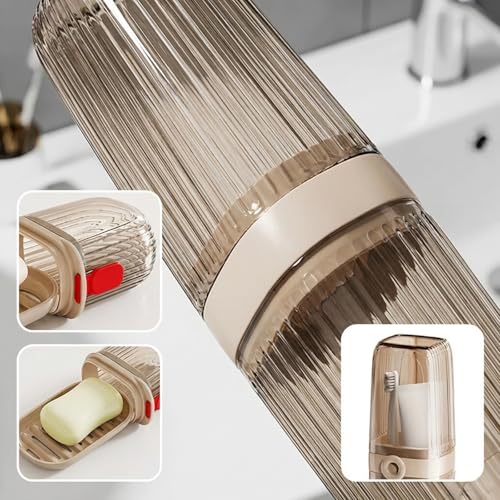 Toothbrush Travel Case, Travel Soap Case 2-Piece Set, Portable Toothbrush Holder with Cover for Traveling Camping Gym, Durable Travel Toothbrush Case and Soap Storage Organizer