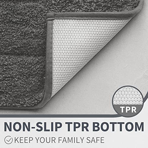 GRANNY SAYS Gray Bathroom Rugs Non Slip, Bath Mats for Bathroom, Super Soft and Water Absorbent, Microfiber Washable Bath Rugs for Bath Floor, Tub and Shower, 32" x 20", Dark Gray - color: Deep Gray, size: 1'8" x 2'8" (20" x 32")