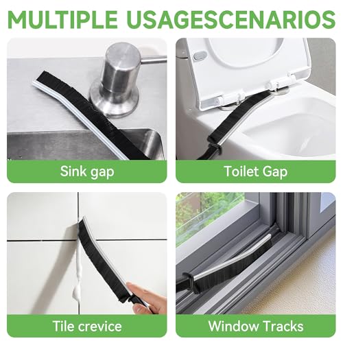 LILAC 6 Pcs Deep Cleaning Set: 2 Pack Stiff-Bristle Crevice Cleaning Brushes & 4 Pack Compressed Natural Cellulose Sponges, Gap Cleaner Scrubber Tool for Window Tracks, Tile, Kitchen, Bathroom