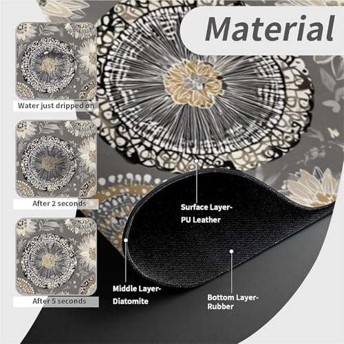 Faucet Fast Absorbent Pad - Vintage Circular And Flowers Drying Pad, Suitable For Kitchen, Bathroom, Island And Other Scenes - color: Vintage circular and flowers