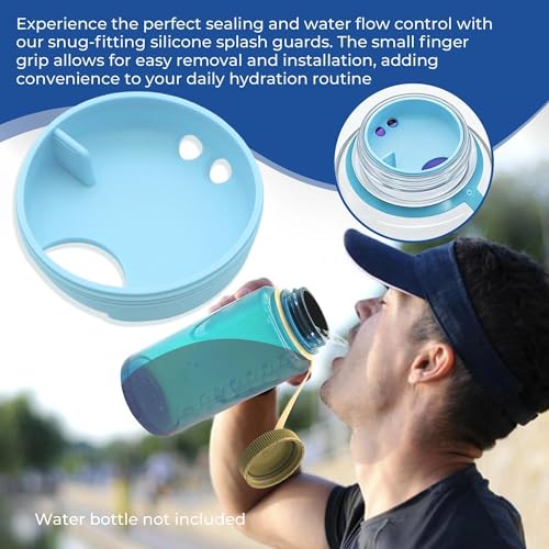 Splash Guards Compatible with 32 oz Wide Mouth Bottles with a 53 mm Inner Opening, Wide Mouth Water Bottle Accessories, Not for 16 oz or Narrow Mouth Bottles - color: Seafoam Blue 2 Pack