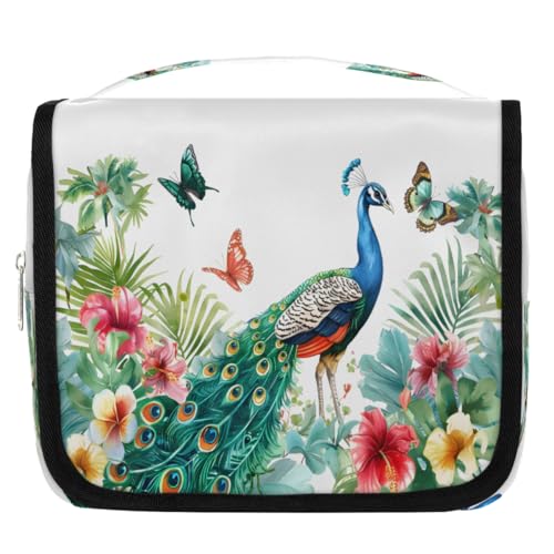 Travel Hanging Toiletry Bag for Women Girl Kinds Of Peacock Butterfly Flower Cosmetic Bag Waterproof Makeup Organizer for Accessories, Shampoo, Full Sized Container, Toiletries for Bathroom Shower - color: E 09