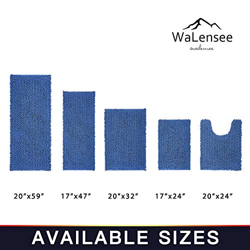 Walensee Bathroom Contour Rug Non Slip Toilet U Shaped Bath Mat (20x24, Dark Blue) Water Absorbent Super Soft Shaggy Chenille Machine Washable Dry Extra Thick Perfect Absorbant Best Plush Carpet - color: Dark Blue, size: 20"x24" Contour Rug
