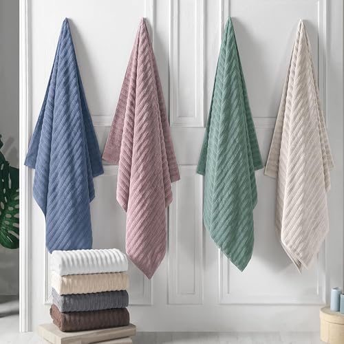 Classic Turkish Towels CTT - Luxury 3 Piece Jumbo Bath Sheets, 100% Turkish Cotton, Absorbent & Ultra Comfy Bath Towel Sheets for Hotels & Spa | 40"x65" (Dark Blue) - color: Dark Blue, size: 3-Piece Bath Sheets