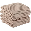 PÜSKÜL Natural 100% Turkish Cotton Waffle Bath Towels Set of 2-Piece | 32x63 inch Extra Large Absorbent Quick-Dry Lightweight Spa Towel | Luxury Sauna Accessories (Beige Bath Towels - Pack of 2) - color: Beige