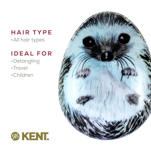 Kent PHOG Pebble Scalp Massager Shampoo Brush and Travel Size Detangling Brush - Scalp Scrubber for Dandruff and Kids' Hair Detangler (Hedgehog) - color: Hedgehog