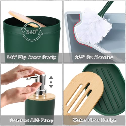 iMucci Bathroom Accessories Dark Green Bathroom Sets with Shower Curtain and Rug,Shower Curtain Set,Bath Rugs Home Decor - size: Bath Set+Shower Curtain+Bath Rug, style: Dark Green1