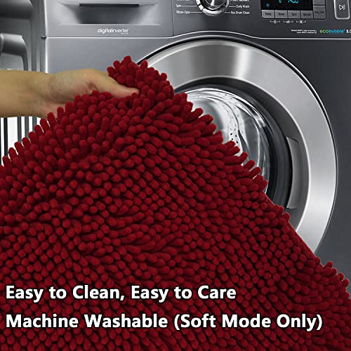 BOANKODU Bathroom Rugs Sets 2 Piece, Extra Soft Chenille Bath Mat Absorbent Bathroom Rug, Bathroom Mat with Sturdy PVC Non-Slip Bottom, Machine Washable Bath Rugs (Burgundy) - color: Burgundy, size: 16" x 24" + 20" x 32" (Rectangular)