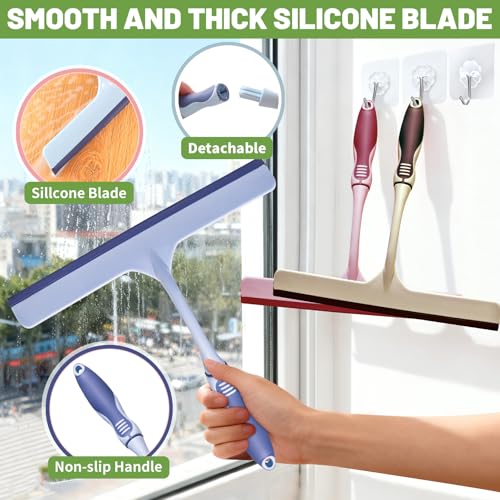 ENGZWHUAN Hanging Rubber Squeegee with Hook, mini Squeegee Shower Squeegee for Shower Glass Multipurpose Shower Squeegee for Glass Doors (Premium Version) - color: Premium Version