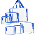 6pcs Clear Cosmetic Bags, TSA Approved Travel Toiletry Bag Set Transparent PVC Zipper Closure Cosmetic Bag Travel Essentials Makeup Bags Organization Blue - color: 6pcs BLue（1 Large, 2 Medium, 3 Small）