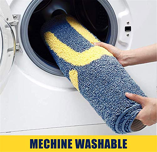 Bath Rugs Non Slip Washable Cute Navy Blue Bathroom Mats,Extra Soft Microfiber Water Absorbent Shower Toilet Set for Bathroom,Kids,Indoor-20 x32/50x80cm - size: 20 x 32 inches