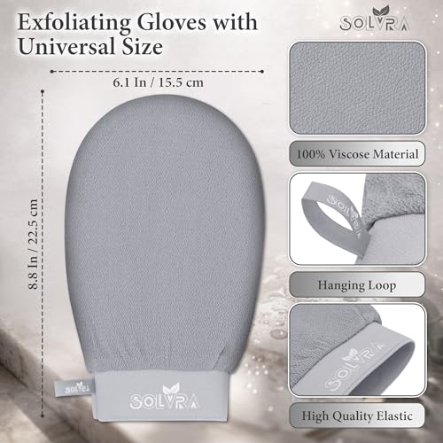 Exfoliating glove for Shower & Exfoliating body scrubber – 100% Vegan Viscose Kessa Mitt for Dead Skin Removal, Self-Tan Fade & Keratosis Pilaris –Dual-Texture Glove for Spa & Massage (1 Pack Gray) - color: Pack of 1 - Gray