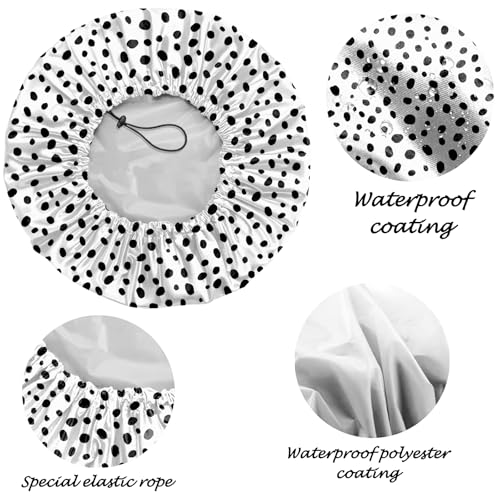 2 PCS Shower Cap Reusable Waterproof Adjustable Double Layer Elastic Dry Hair Bathing Caps Aesthetic Cute for Women Girls-Spot Gray - color: H-18-Spot Gray