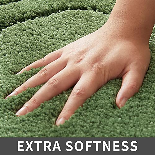 COSY HOMEER Extra Thick Bath Linen Sets Rugs for Bathroom - Anti-Slip Bath Mats Soft Plush 100% Strong Polyester Mat Living Room Bedroom Water Absorbent(Green,24x48 - Inches) - color: Green, size: 2' x 4' (Oval)