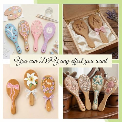 Weysat 12 Pcs Bamboo Hair Brushes Bulk, Wooden Paddle Detangling Brush, Scalp Massage and Anti-Static Hairbrushes, DIY Engraving Gifts for Women, Men, Party and Wedding (Natural) - color: Natural