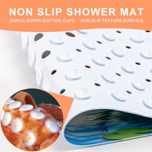 XIYUNTE Upgrade Baby Bath Mat Non Slip - 40"x16" Extra Long Kids Bath Mat for Tub Non Slip Bathtub Mat Eco-Friendly Toddler Bath Mats with Suction Cups, Machine Washable and No Fading, Animal Dusk - color: Y-dusk