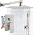 Aolemi Shower Faucet Set Rain Shower System with Handheld Spray Bathroom Shower Combo Rough-in Valve and Shower Trim Kit Included Brushed Nickel 16 Inch Wall Mount Shower Head - color: Brushed Nickel, size: 16 Inch Wall Mount Shower Head