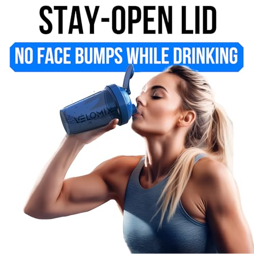 VELOMIX -2 Pack- 20 oz Protein Shaker Bottles for Protein Mixes - 2x Wire Whisk | Leak Proof Shaker Cups for Protein Shakes and Pre Workout | Protein Shaker Bottle Pack (B3) Green/Blue - color: B3) Green/Blue