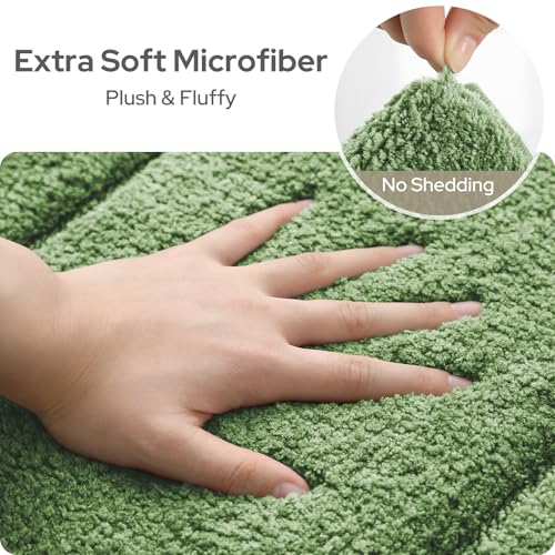 HOMEIDEAS Bathroom Rugs Sets 2 Piece, Extra Soft and Absorbent Microfiber Plush Bath Mat with Non Slip Backing(Sage Green) - color: Sage Green