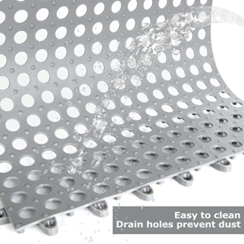 16 Pack 11.8" x 11.8" Interlocking Rubber Floor Tiles Soft PVC Non Slip Shower Floor Mat Pool Bathtub Drain Tiles for Flooring, Drainage Mats for Pool, Deck, Patio, Basement, Kennel, Poultry, Grey - color: Grey - 16pcs