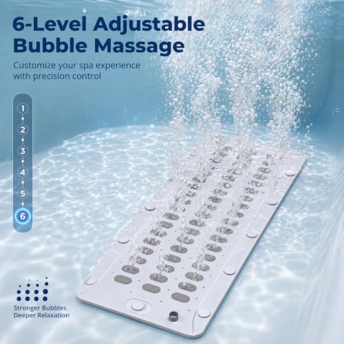 Bubble Bath Mat - Bubble Bath Mat Tub Spa Massager with Remote Control 6-Speed Adjustable Massage & Upgraded Anti-Slip Suction Cup (44.9" x 16.9"White) - color: White