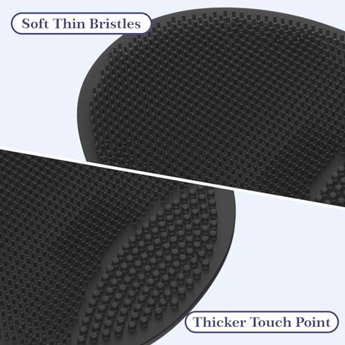 Manmihealth Silicone Back Scrubber & Soft Shower Face Brush Set 4 PCS(Thin Bristles), Super-Cleansing Body Scrubber & Strong Lathering Power Bath Glove Combination (Black) - color: Black, size: Thin Bristles Set