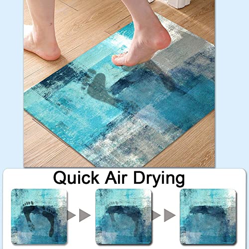 Bath Mat Rug,Blue Ocean Non Slip Quick Dry Super Absorbent Thin Bathroom Rugs Fit Under Door-Easy to Clean Bathroom Floor Mats-Shower Rug for Shower Sink Bathtub(16" x 24"in) - color: Blue Ocean, size: 1'4" X 2'(rectangular)