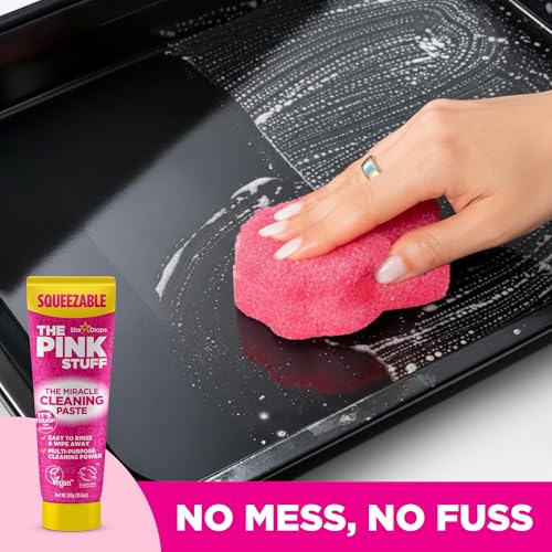 The Pink Stuff Squeezable Cleaning Paste 300g with SQeeZY Scrubber Sponge | Powerful Multi Purpose Surface Cleaner for Kitchen, Bathroom, Cookware, Tiles, Showers, and More - style: Squeezable Cleaning Paste with SQeeZY Scrubber Sponge